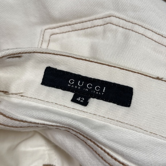 Vintage Y2K Gucci  Straight Leg Gold Accent White Jeans Womens 30" READ DESC - Picture 3 of 16